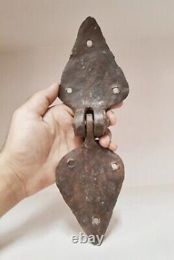 Rare Vintage Old Hand Forged Unique Iron Door Hings /latch Part Collectible