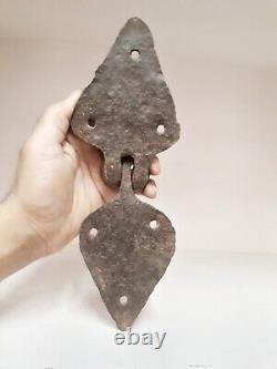 Rare Vintage Old Hand Forged Unique Iron Door Hings /latch Part Collectible