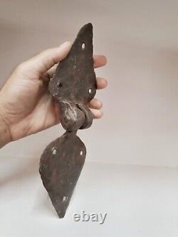 Rare Vintage Old Hand Forged Unique Iron Door Hings /latch Part Collectible