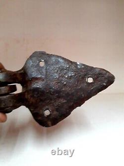 Rare Vintage Old Hand Forged Unique Iron Door Hings /latch Part Collectible