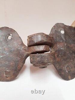 Rare Vintage Old Hand Forged Unique Iron Door Hings /latch Part Collectible