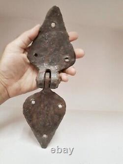 Rare Vintage Old Hand Forged Unique Iron Door Hings /latch Part Collectible