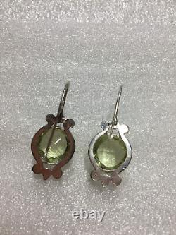 Rare old antique earrings silver 875 Russian Soviet citrine vintage USSR
