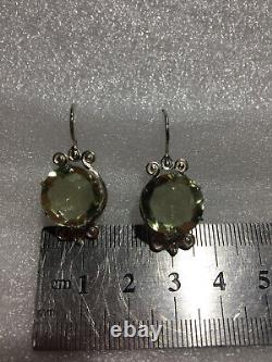 Rare old antique earrings silver 875 Russian Soviet citrine vintage USSR