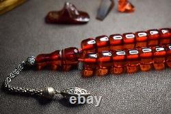 Real Antique Old Catalin Tesbih Prayer Beads, Rosary, Amber Bakelite, Vintage