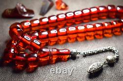 Real Antique Old Catalin Tesbih Prayer Beads, Rosary, Amber Bakelite, Vintage