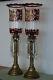Russian Antique Glass Lighting Old Victorian Candle Stick Holder Oil Candelabra