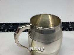 STERLING SILVER CUP 1889 INSCRIBED 4.6oz Signed mug VINTAGE VICTORIAN BEER OLD