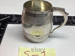 STERLING SILVER CUP 1889 INSCRIBED 4.6oz Signed mug VINTAGE VICTORIAN BEER OLD