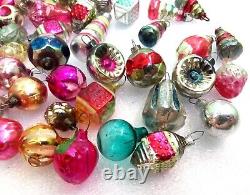 Set 46 Small Old Vintage Glass Ukrainian Christmas Ornaments for Small Fir-Tree