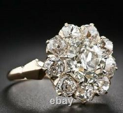 Simulated Old Mine Cut Diamond Vintage Antique Ring Solid 925 Sterling Silver