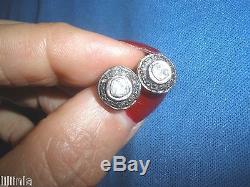 Stunning Clean Diamond Antique 1 Ct Old Mine Rose Cut Stud 14k Earrings