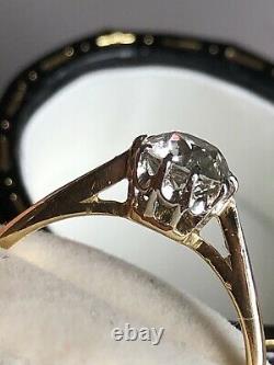 Superb Antique 1.00 Carat Old European Cut Diamond Solitaire Ring 18ct Gold 18K