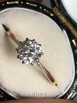 Superb Antique 1.00 Carat Old European Cut Diamond Solitaire Ring 18ct Gold 18K