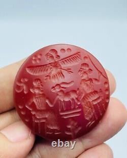 Unique Old Ancient Sassanian Carnelian Agate Stone stamp Intaglio seal Bead