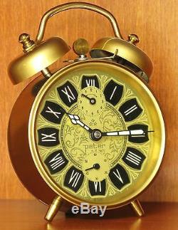 VERY LOUD NEW OLD STOCK Vintage Classic Peter Alarm Clock German Desk Table