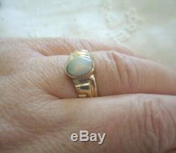VINTAGE AUSTRALIAN OPAL SOLID 18 KT GOLD RING size T ESTATE ANTIQUE OLD JEWELRY