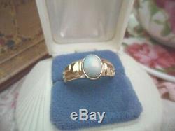 VINTAGE AUSTRALIAN OPAL SOLID 18 KT GOLD RING size T ESTATE ANTIQUE OLD JEWELRY