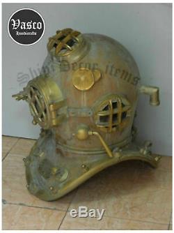 VINTAGE LOOK FULL SIZE 18' OLD Antique Diving Helmet Mark V Deep U. S. Navy Diver