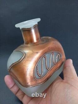 VINTAGE Old ANTIQUE Perfume BOTTLES Heavy BEAUTIFUL Shape Covered With Copper