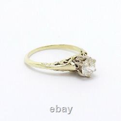 Victorian 14k Gold Old Mine Cut Diamond Solitaire Engagement Ring
