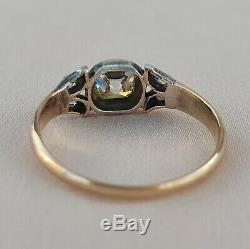 Victorian. 56 Old Mine Cut Diamond Engagement Ring Antique solitare Gold Vintage