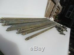 Victorian Brass Stair Rods x13 + x26 clips Old Antique Carpet Vintage 32 length