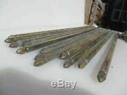 Victorian Brass Stair Rods x13 + x26 clips Old Antique Carpet Vintage 32 length