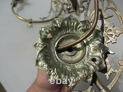 Victorian Converted Brass Gas Wall Lights Old Baroque Gilt Antique PROJECT