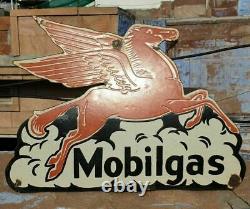 Vintage 1930's Old Antique Rare Horse Mobil gas Oil Porcelain Enamel Sign Board