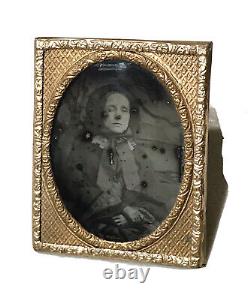 Vintage Antique1800'Gold Plate Daguerreotype Photograph Portrait Lady Woman Old
