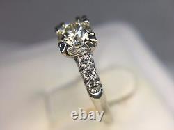 Vintage Antique 14k White Gold Old European Diamond Engagement Ring 3/4 ct