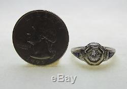 Vintage Antique 18k White Gold. 47ct Old Miner Diamond Engagement Ring Sz 6 3/4