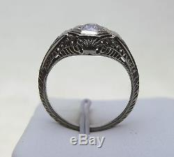 Vintage Antique 18k White Gold. 47ct Old Miner Diamond Engagement Ring Sz 6 3/4