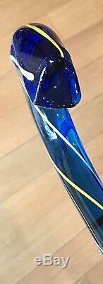 Vintage Antique Hand Blown Glass Cobalt Blue Heavy Walking Stick Cane Old 36L