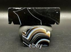 Vintage Antique Old Banded Agate Amulet Bead Pendant From South East Asia