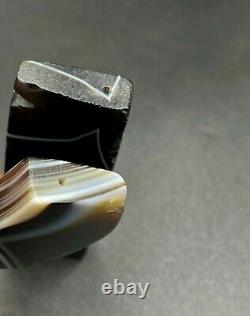 Vintage Antique Old Banded Agate Amulet Bead Pendant From South East Asia