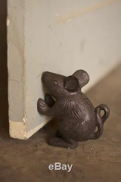 Vintage Antique Old Look Cast Iron Mouse Rat Rustic Door Stop Home Garden Decor