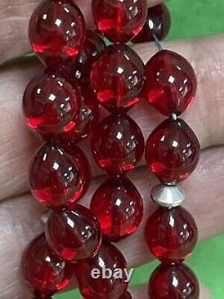 Vintage Antique Old Top Cherry Amber Bakalite -islamic prayer 33 Beads 20G R5