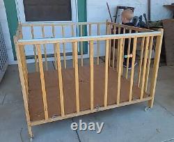 Vintage Antique Old Wooden Wood Folding Playpen Baby Bed Crib Retro Play Pen