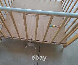Vintage Antique Old Wooden Wood Folding Playpen Baby Bed Crib Retro Play Pen