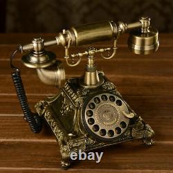Vintage Antique Phone Old Fashioned Golden Corded Retro Handset Telephone Office