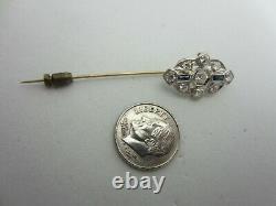 Vintage Antique Platinum Sapphire and 0.75 ct Diamond Stick Pin Old European