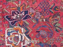 Vintage Antique Shabby Chic Old Hand Made Oriental Wool Red Rug 183x148cm