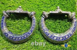 Vintage Antique Silver Anklet Old Enamel Jewelry Anklet Pair Multan Pakistan