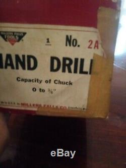 Vintage Antique old Millers Falls 2-A Hand Drill New in the box (LOOK)