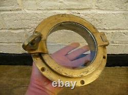 Vintage Brass Old Sailing Yacht Opening Porthole With Thumb Screw-Mid Century