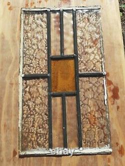 Vintage Coloured Stained Privicy Glass Panel old project yellow amber 17 x 11