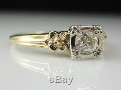 Vintage Diamond Engagement Ring Old European Cut 14K Two-Tone Antique Estate