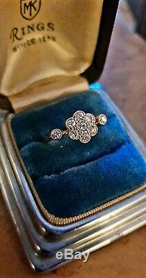 Vintage Edwardian Antique Daisy Diamond Ring Old Cut Stones Original 18ct